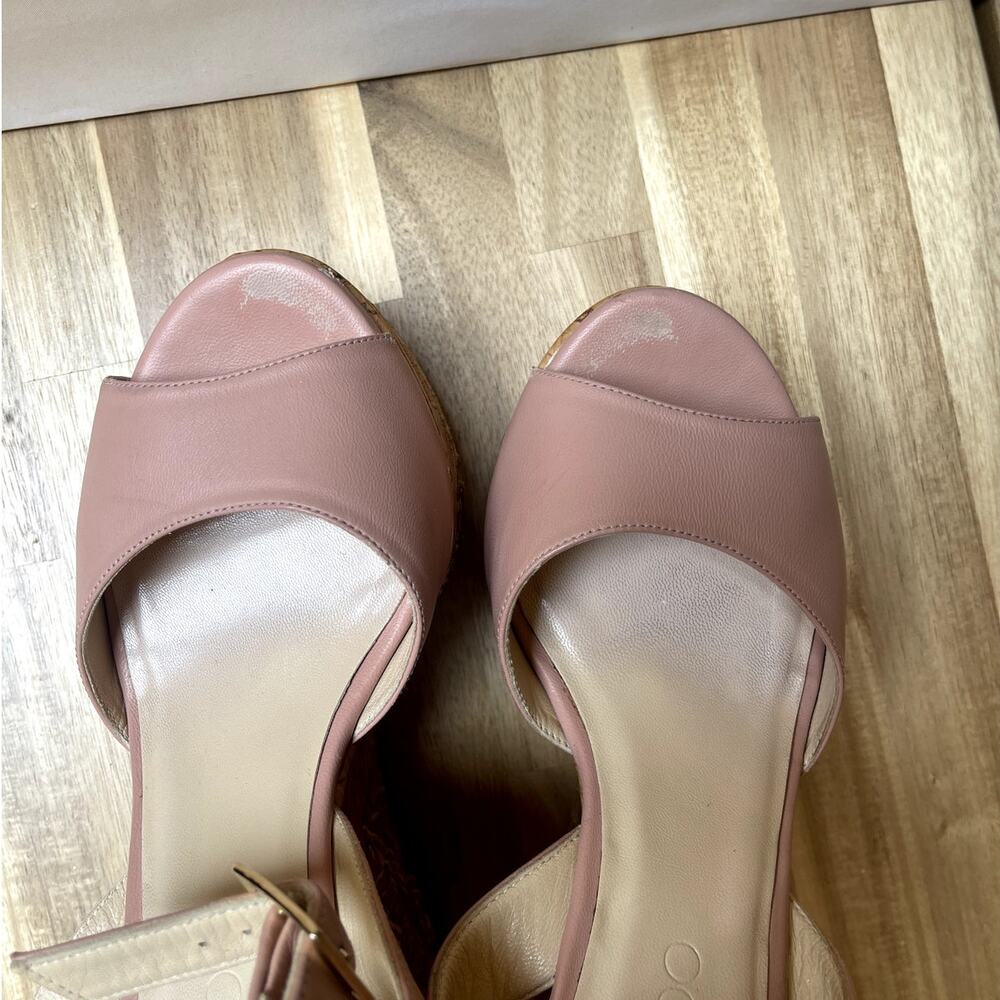 Jimmy Choo Leather Platform Wedge Sandals Embroidered Ballet Pink Size 37 - Picture 7 of 15